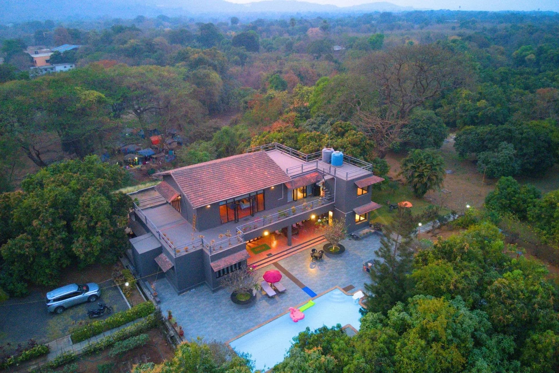 El Parque Forest Villa | A stunning 5-BHK with Private Pool, Lush Greenery & Gaming Zone